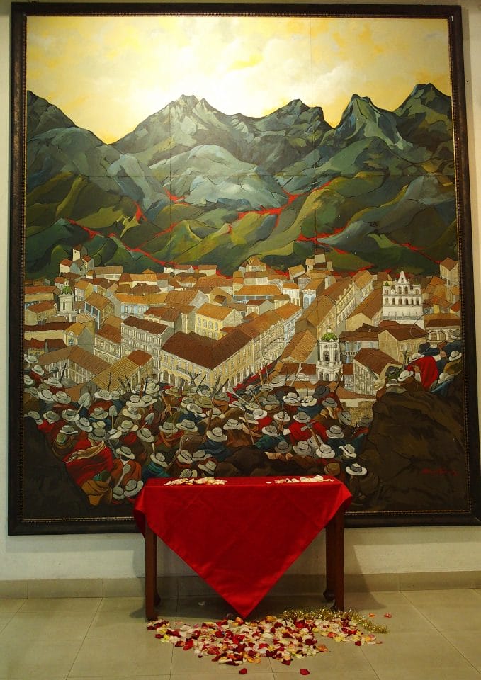 Tableau illustrant une révolte des paysans. Présenté à la Maison du Gouverneur de Cuenca