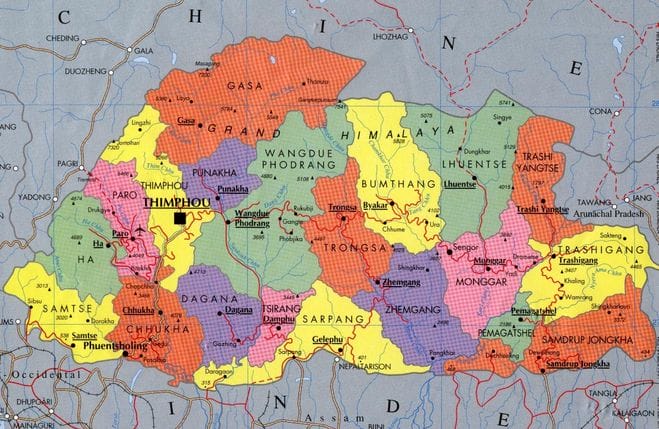 Carte Bhoutan
